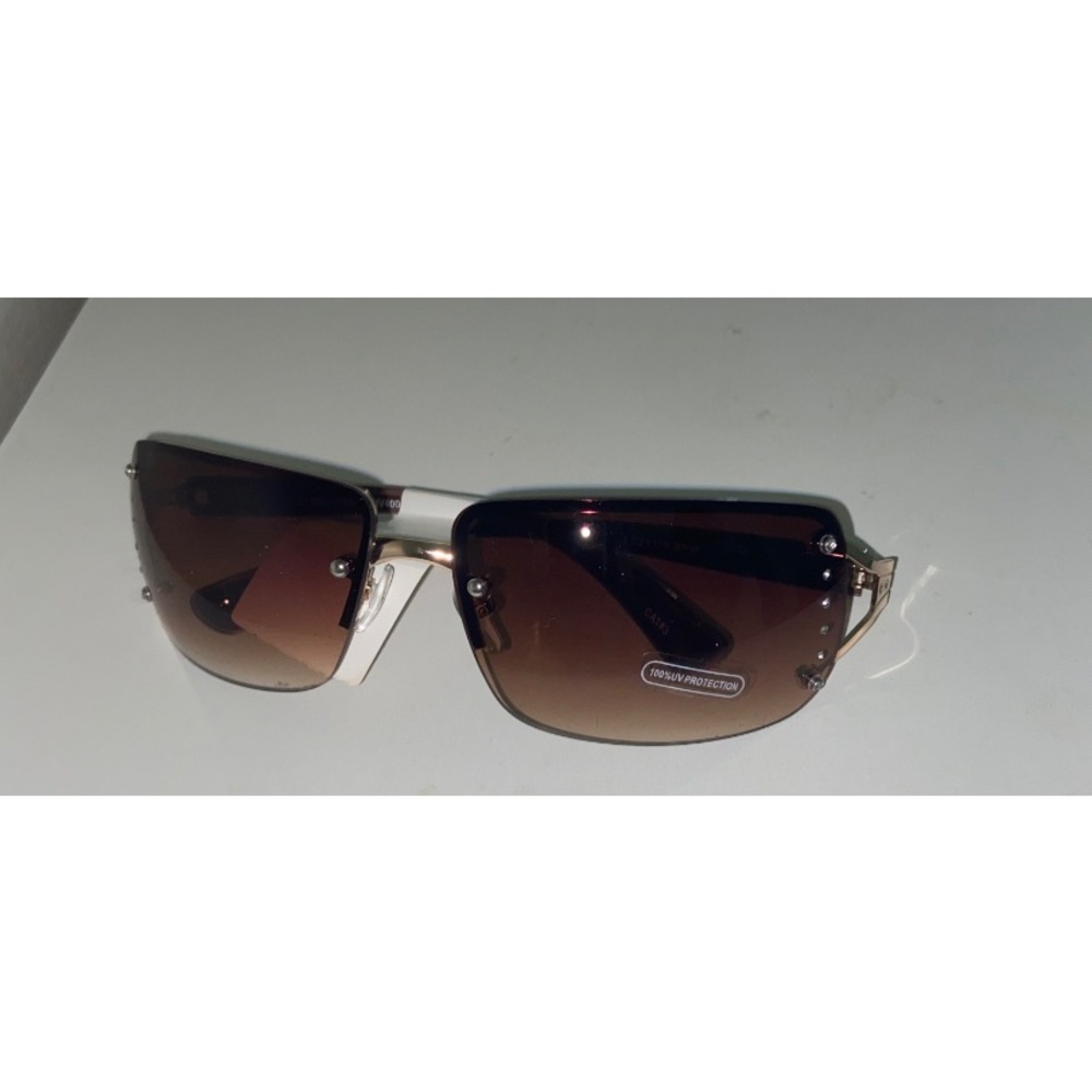 Womens Rimless Brown Gradient Sunglasses